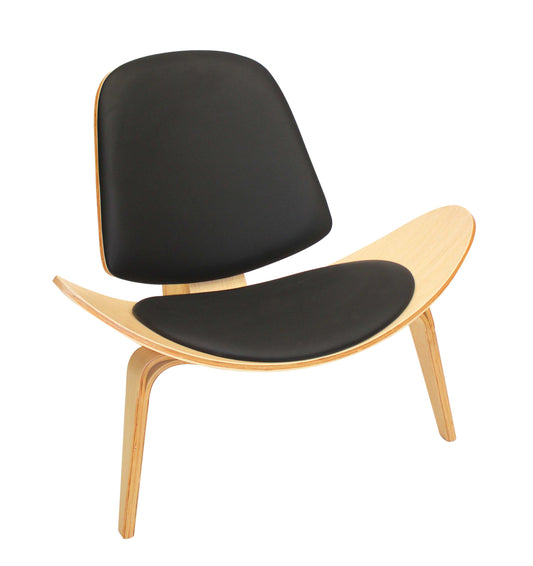 CURVED MODERN LOUNGE CHAIR – BEECH WITH WOODEN LEGS